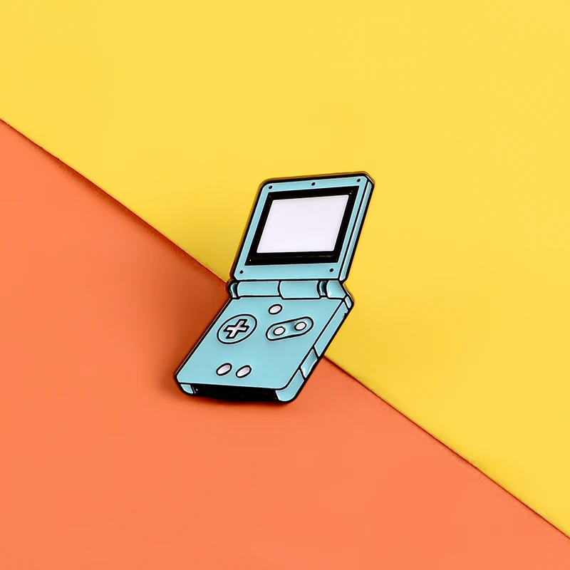 Винтажные эмалированные заколки для игровой машины синие флип броши консоли