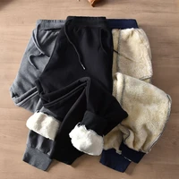 thick winter clothes fleece warm ankle tied sweatpants men s japanese style simple solid color loose casual sports pants