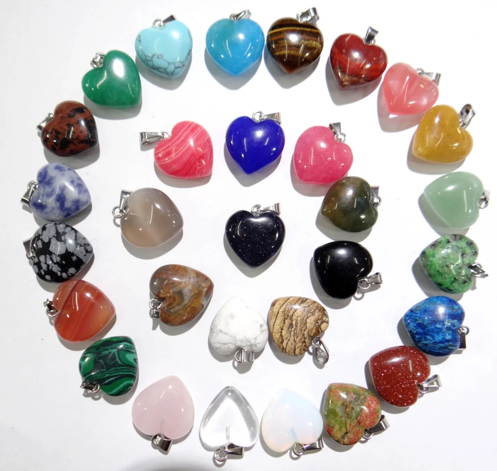 12 шт. подвески в виде сердца из натурального кварца и розового кристалла |