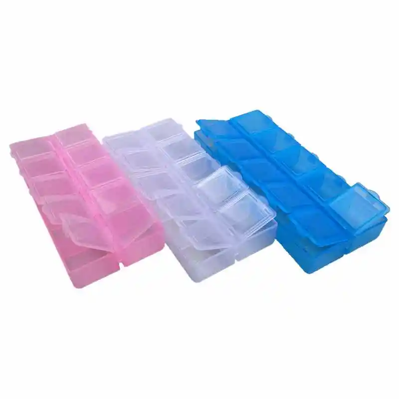 3 шт прозрачный пластиковый прямоугольник 10 отсек Коробка для хранения серьги