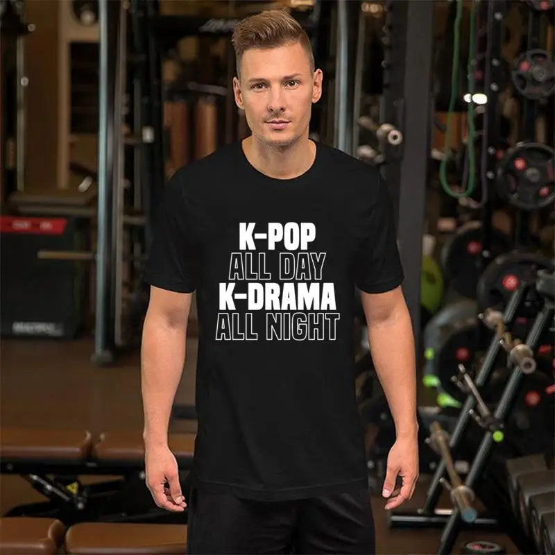 Футболка с принтом kpop на весь день kdrama футболка в Корейском стиле надписью music love