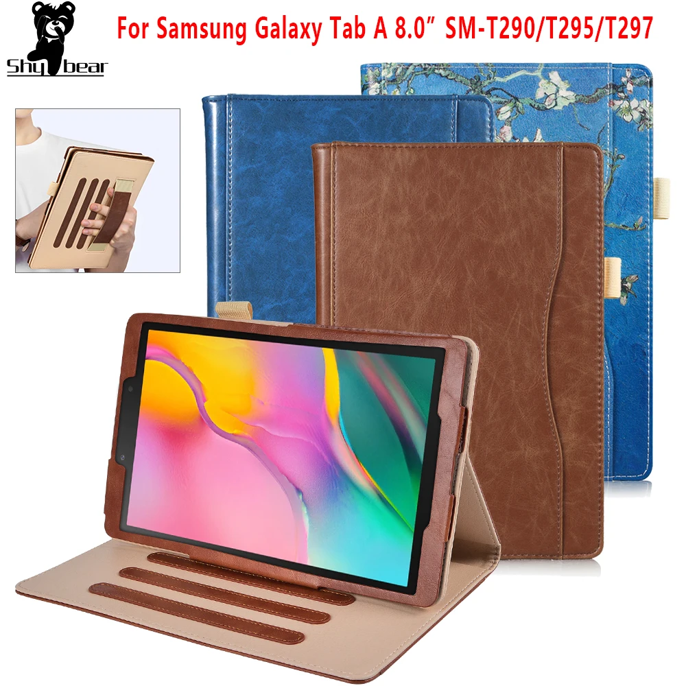 

Роскошный чехол из искусственной кожи для планшета Samsung Galaxy Tab A 8,0 дюйма, 2019 дюйма, 10000 дюйма, T290, T297, чехол для планшета с ручным держателем, Магнитный чехол