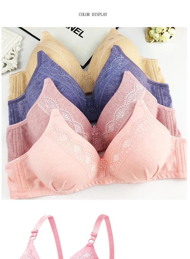 

Hot Sexy Push Up Bra Deep V Brassiere Thick Cotton Women Underwear Lace Purple Embroidery Flowers Lady Breathable Soft Lingerie