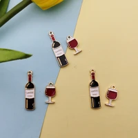 10pcspack wine bottle wine glass goblet charms metal pendant golden color earring diy fashion jewelry accessories