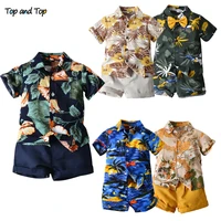 top and top hawaiian children boys casual clothes short sleeve printed shirtshorts kids boys 2pcs suit roupas infantil menino