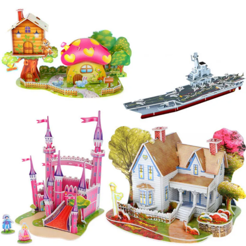 

1 Pcs Creative DIY 3D Art Castle Jigsaw Baby Toy Early Education Educational Toys for Children Houses Puzzles Toys