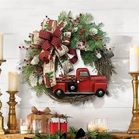christmas red truck wreath red berries green leaves wreath christmas front door window wall decoration thanksgiving home decor