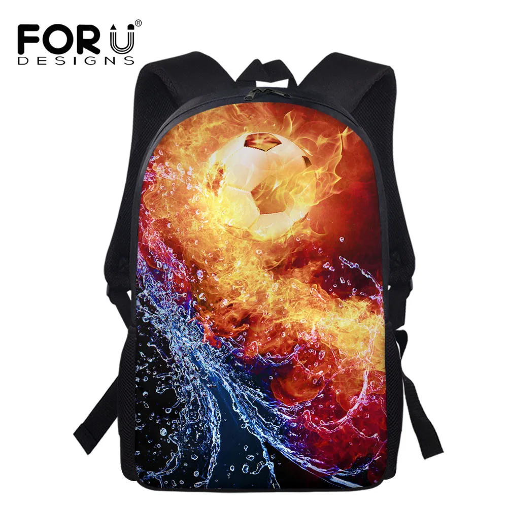 FORUDESIGNS Basketball and Football on Fire Pattern Schoolbags New Fashion Backpack for Primary Student Casual Campus Bags 2021