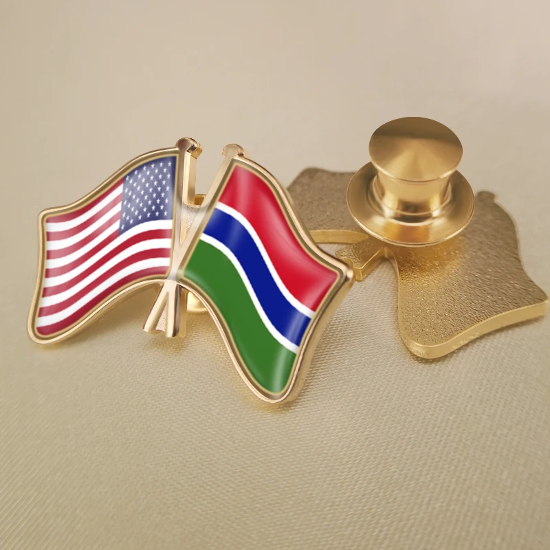 Гамбия и Соединенные Штаты Америки Перекрестные двойной флаг дружбы значков на