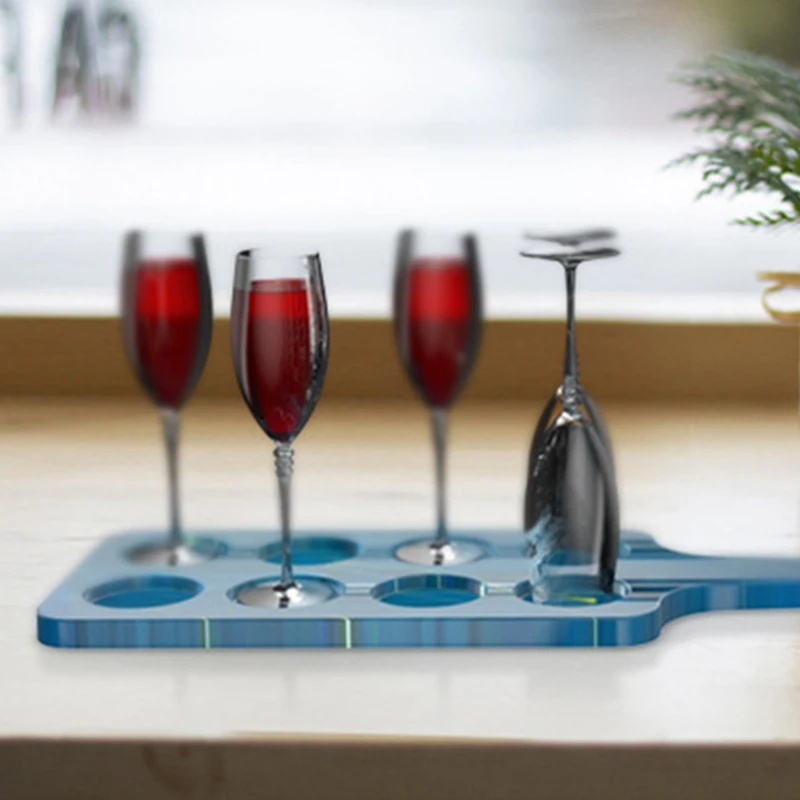 

4/8 Holes Wine Glass Serving Tray Epoxy Resin Mold Beer Glass Holder Board Silicone Mould DIY Crafts Party Casting Tools