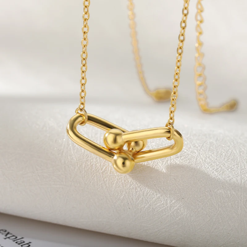 Ожерелье женское из нержавеющей стали золотого цвета с креативным дизайном -