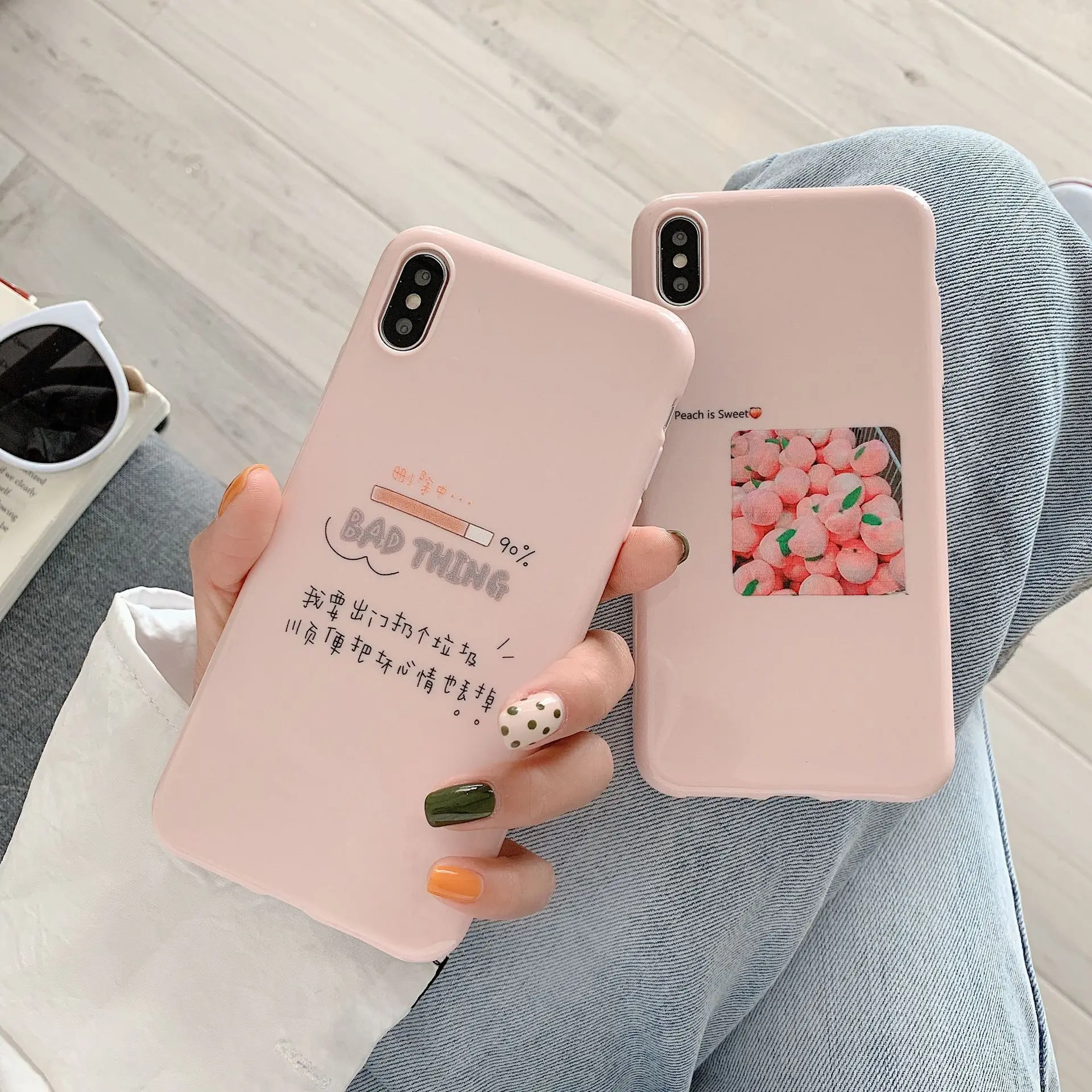 Розовый ретро Ностальгический милый персиковый чехол для телефона iPhone 7 Plus 8 6 6s XS