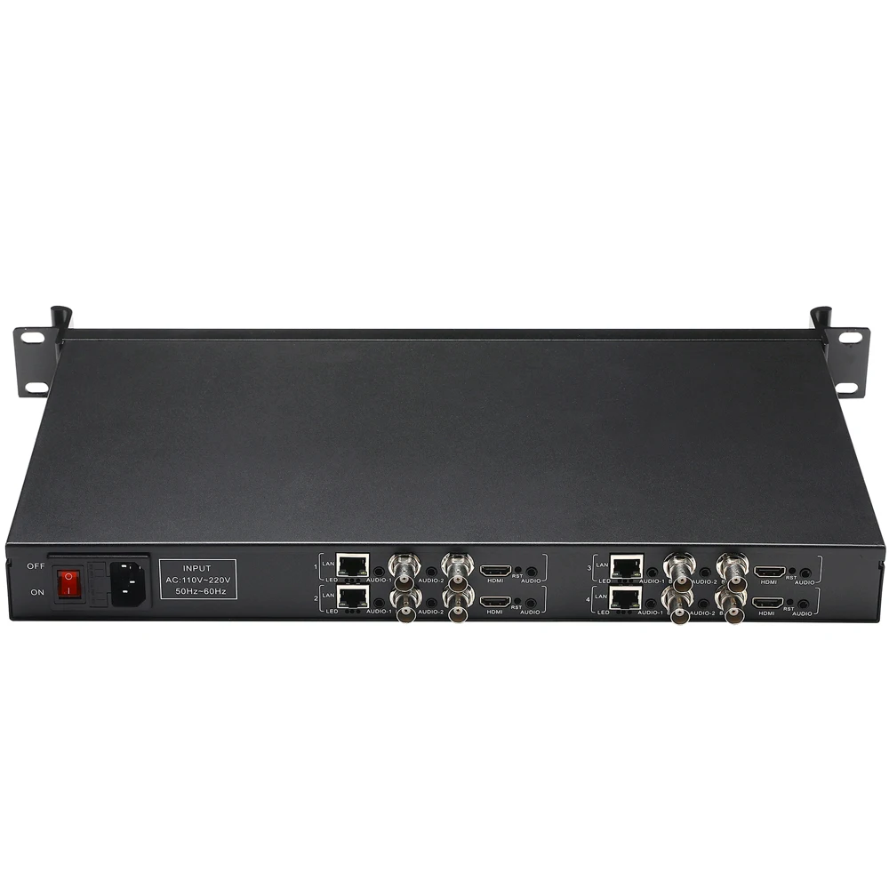 MPEG4 1U шасси 4 Каналы H.264 HDMI + CVBS композитный аудио HD SD sdi видео в режиме реального