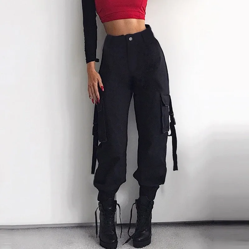 

Europe and America 2020 Autumn Net Red Women New Pure Cotton High Waist Zipper Button Casual Pants Women's Harun Pants Overalls