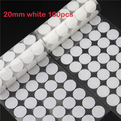 Волшебная лента Velcros Dots Sticks Boob Tape нейлоновая петля-крючок двухсторонняя самозастежка прочная клейкая лента клей для дома 100 пар - Цвет: 20mm white 100pairs