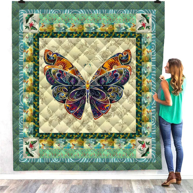 Одеяло с 3D принтом в виде бабочек красивое удобное летнее покрывало цветное