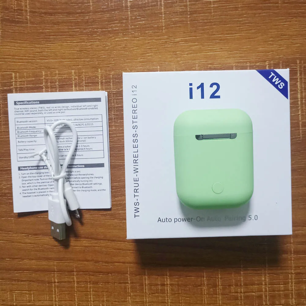 green i12D I12 tws матовые Bluetooth наушники, беспроводные наушники, свободные руки, бизнес наушники, Спортивная гарнитура, Bluetooth Музыкальные наушники, наушники - Цвет: green i12D