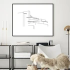 Фрэнка Ллойд Райт художественные принты падающий дом абстрактная линия рисунок минималистичный плакат холст живопись настенный художественный Декор