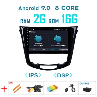 9.0 2G 16G DSP-A 1280P ips Android 9,0 Carplay 64G Автомобильный gps радио для Nissan X-Trail 3 T32 2013- Qashqai J10 J11 мультимедиа без DVD плеера - Цвет: 9.0 2G 16G DSP-A