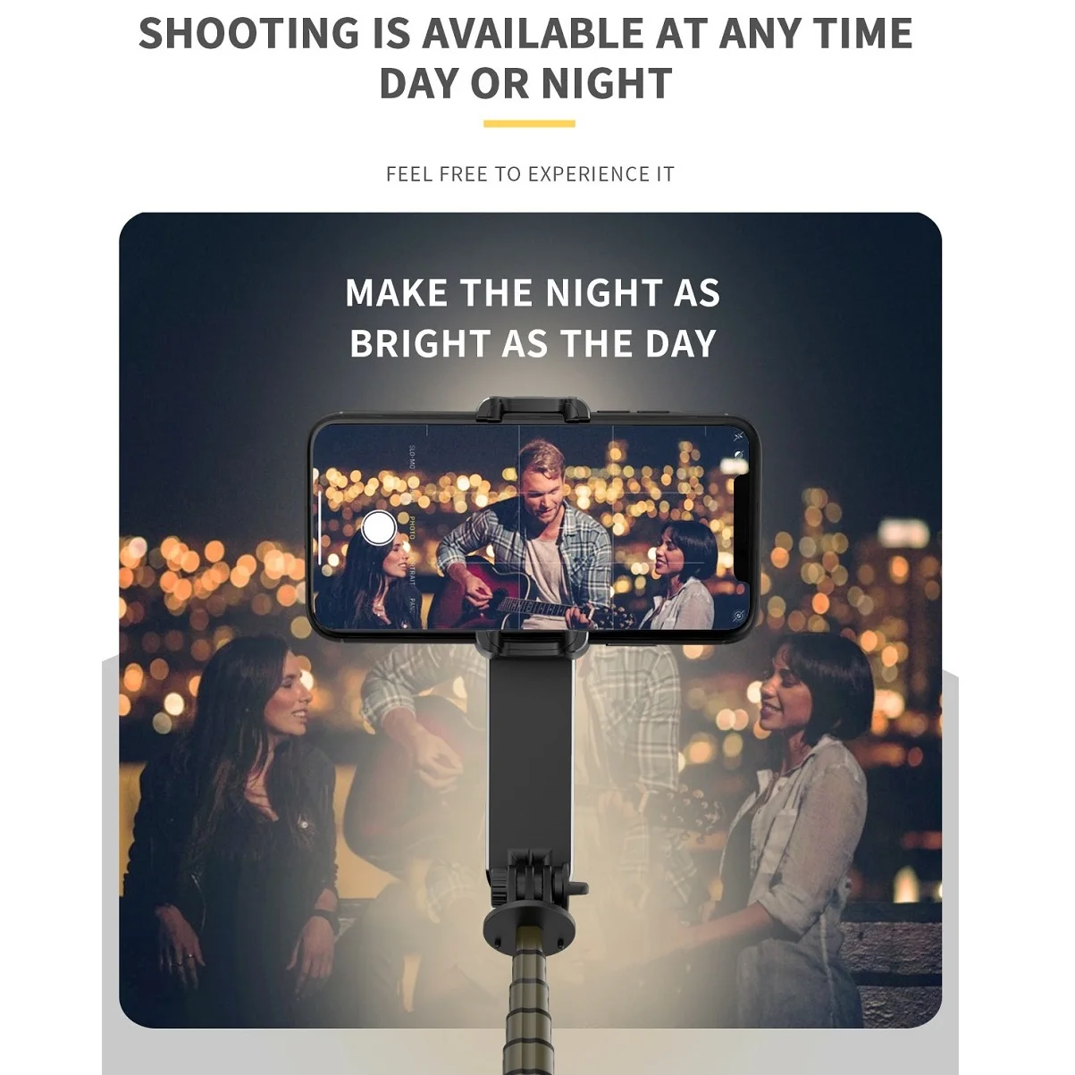 

COOL DIER 2021 New Wireless bluetooth Selfie Stick Tripod with Record Gimbal Stabilizer fill light For iphone Smartphone