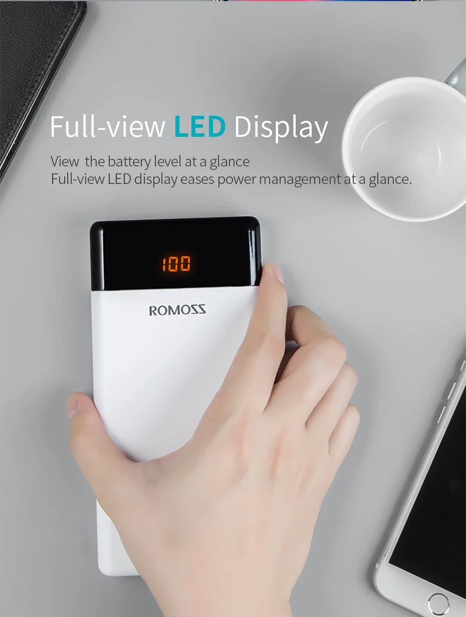 20000 мАч ROMOSS LT20 внешний аккумулятор с двумя usb-портами внешний аккумулятор с светодиодный дисплеем быстрое портативное зарядное устройство для телефонов Xiaomi