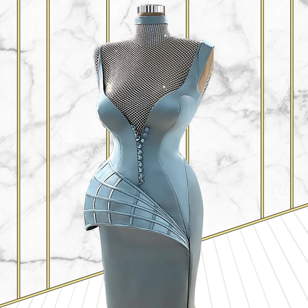 Buttons Light Green Satin Prom Dress vestidos elegantes Dress 2021 sukienki na studniówkę abito cerimonia donna prom kleider