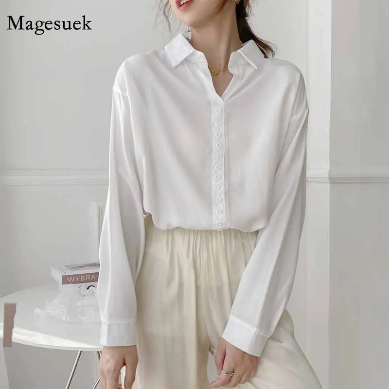 

Single Breasted Women Blouse 2020 Korean Fashion New Women Long Sleeve Shirts White Office Lady Tops Blusas Mujer 11580
