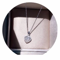 heart pendant womens silver plated ladies necklace crystal collarbone jewellery chain