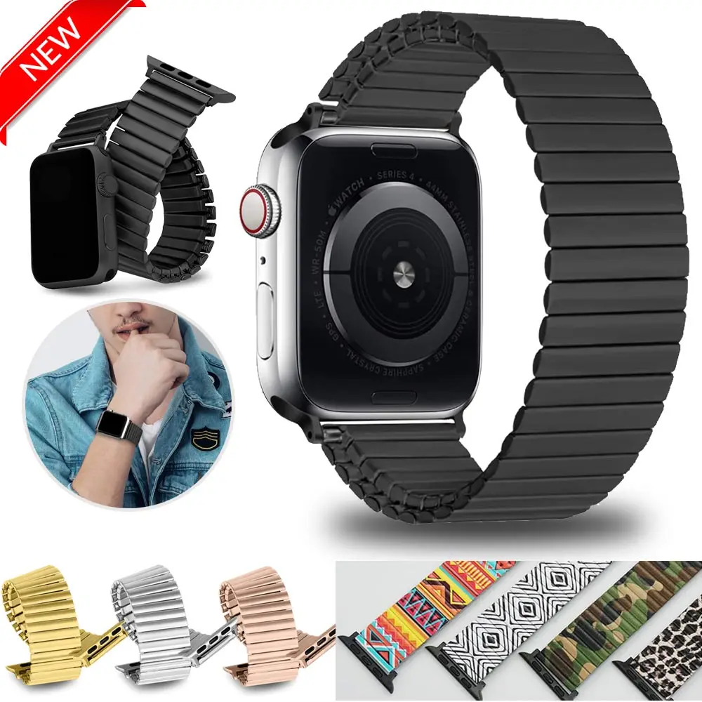 

For Apple Watch Band 42mm/44mm/38mm/40mm Elastic Stainless Steel Stretch Watch Strap Expansion WatchBand Series 6 5 4 3 SE