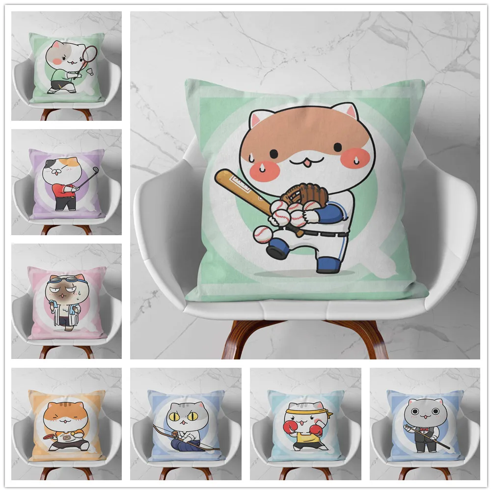 

Мягкая короткая плюшевая наволочка с мультяшным рисунком кошки и Ltems, наволочка для украшения дома, дивана, автомобиля, наволочка 45x45 см