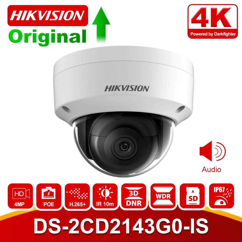 HIK 1080P CCTV камера DS-2CD2143G0-IS 4.0MP купольная ip-камера для наружного/внутреннего наблюдения ip-камера Встроенный слот для sd-карты
