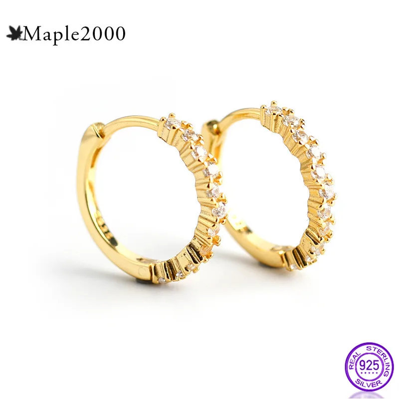 Женские серьги из стерлингового серебра 925 пробы вечерние с круглым цирконием