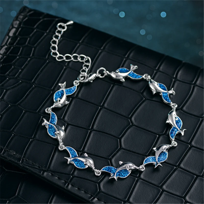 Браслеты в стиле бохо для женщин модные летние браслеты с дельфинами голубым