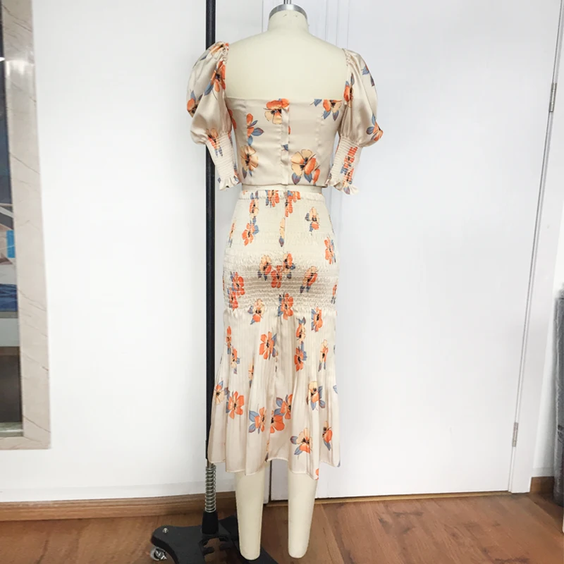 Женский костюм с юбкой 2 шт. весна-лето 2020 квадратный воротник сексуальный