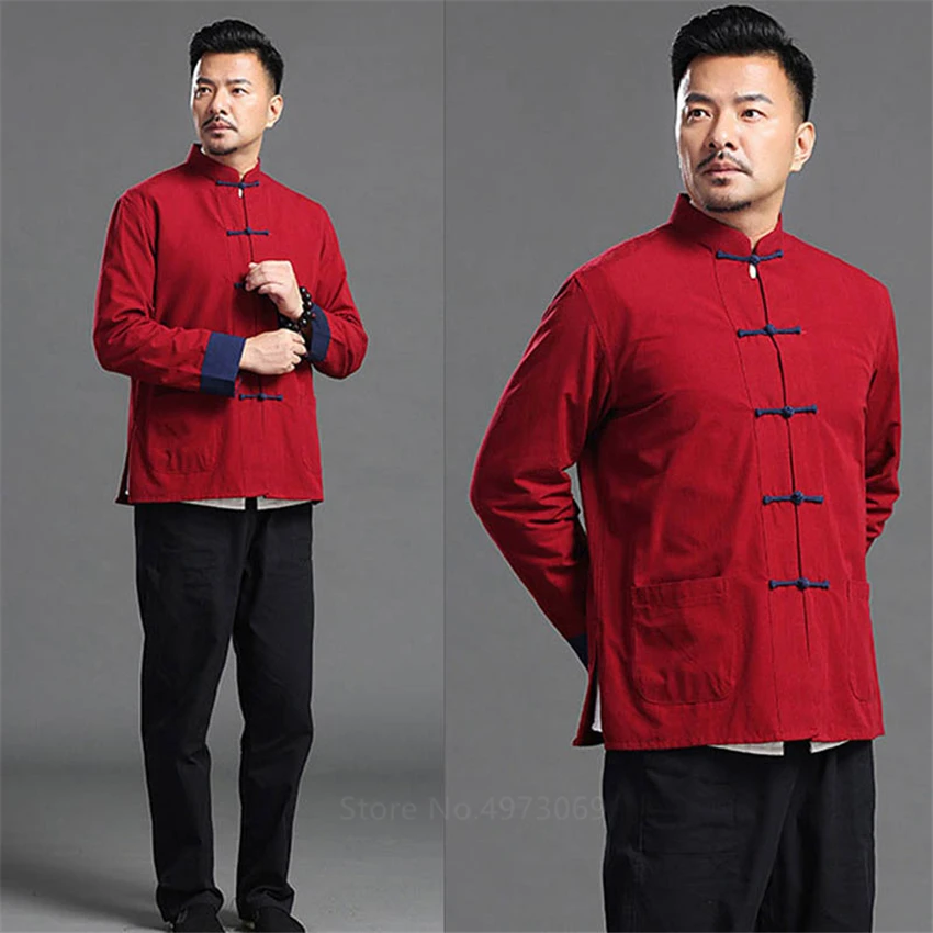 

2pcs Traditional Chinese Clothing Kung Fu Tang Suit Male Casual Oriental Mens Tai Chi Suits for Men Uniforms Tang Zhuang Jacket