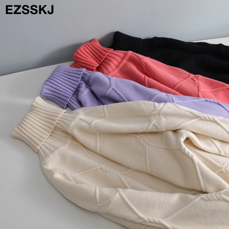 Осень-зима 2020 водолазка оверсайз толстый шерстяной Женский Повседневный большой