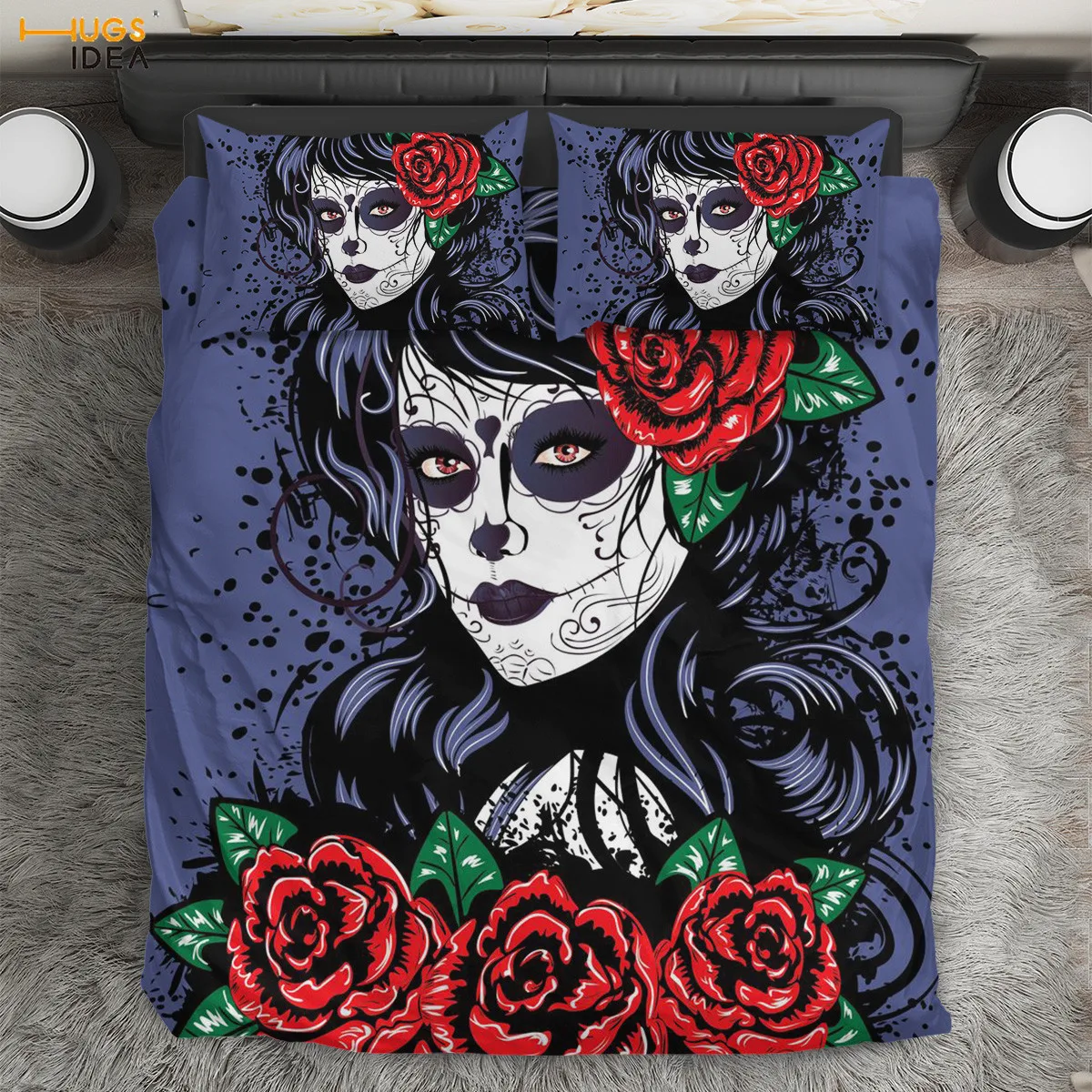 

HUGSIDEA День мертвых роз дизайн пододеяльник Мягкий Удобный домашний Декор Спальня отель постельное белье подкладка