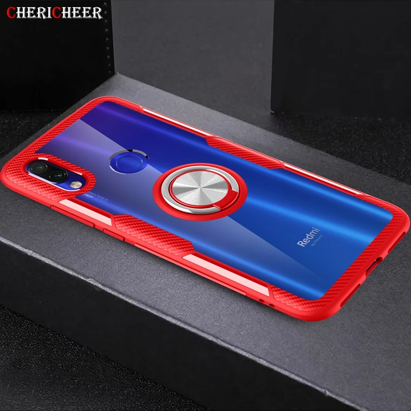 Чехол для Xiaomi Redmi Note 7 с кристаллами и акриловым кольцом чехол магнитный