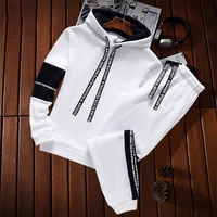 2021 winter hoodie sets men tracksuit casual hoodies 2 piece set male black white pullover hoody fashion casual sportswear