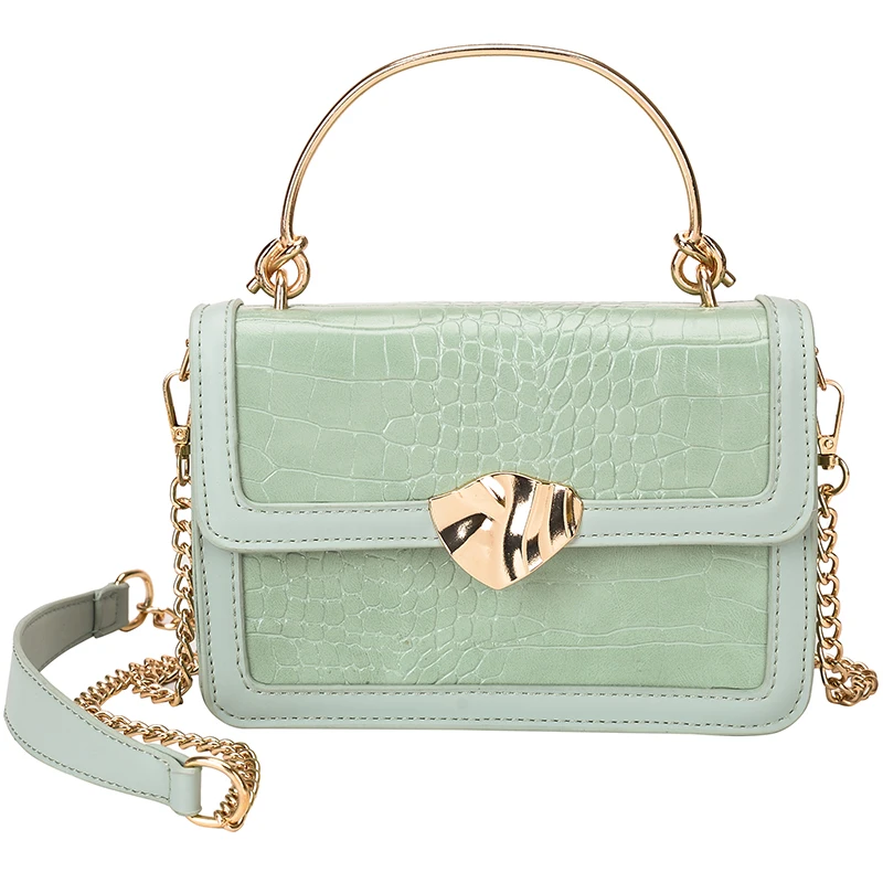 

Metal handle Design Shopper bag Women 2021 Luxury Handbags Shoulder Winter Leather Vintage Chain Crossbody Purses