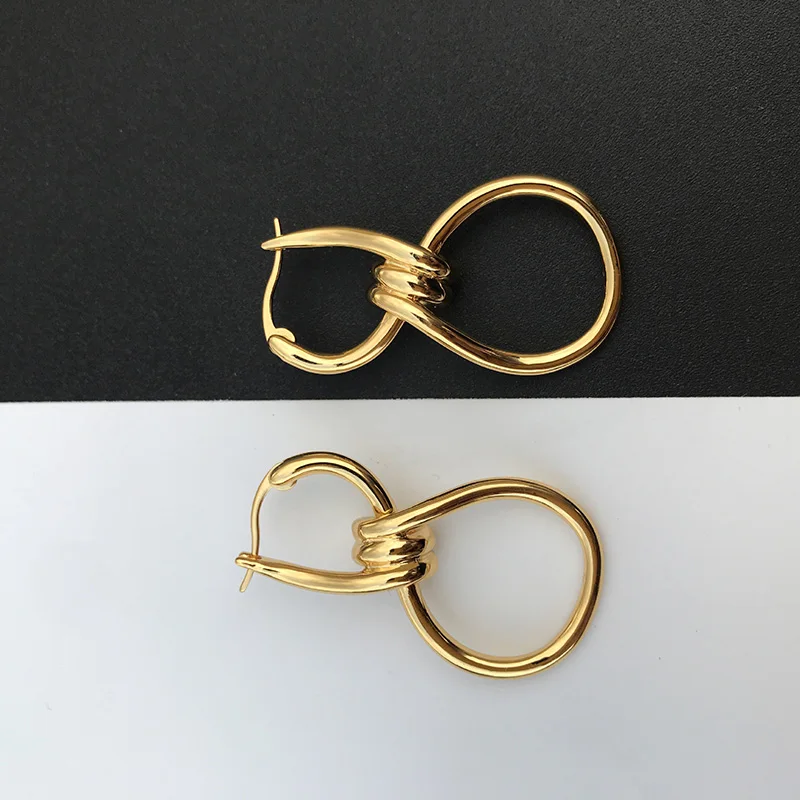 Rhysong Trendy Figure 8 Earrings Irregular Geometric Number Dorp Earring Stud For Women Stainless Steel Gold Jewelry EZ111 | Украшения и