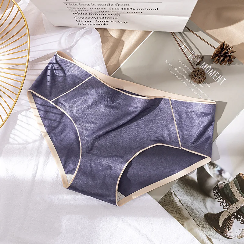 

Underwear Women Briefs Female Women Underwear Seamless Panties Seamless Dark Coffee Sexy Underwear Women Korea Ice Silk Satin