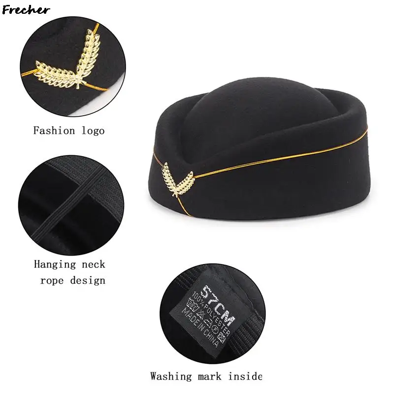 Женская элегантная шапка-униформа для стюардесс шапки шерстяной фетровый берет