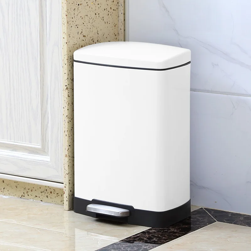 

Mute slow drop European fashion 12L pedal bedroom kitchen study living room toilet hotel special trash can Anti-pressure and imp