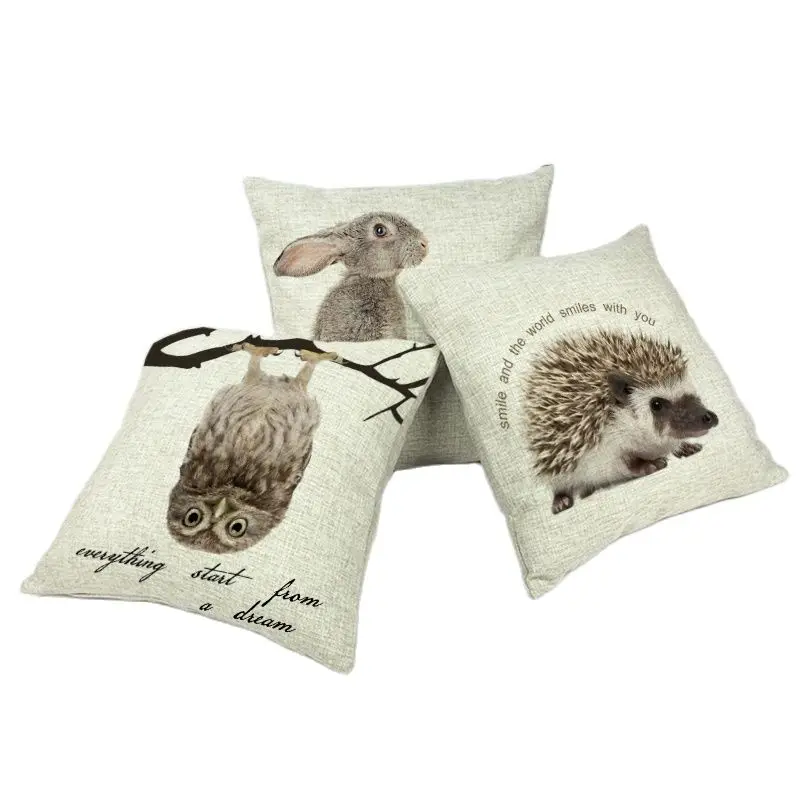 Cuteness Animals Rabbit Dog Cushion Cover Brand Home Hotel Decor Kussenhoes Throw Pillow Square Car Seat Linen Cotton | Дом и сад