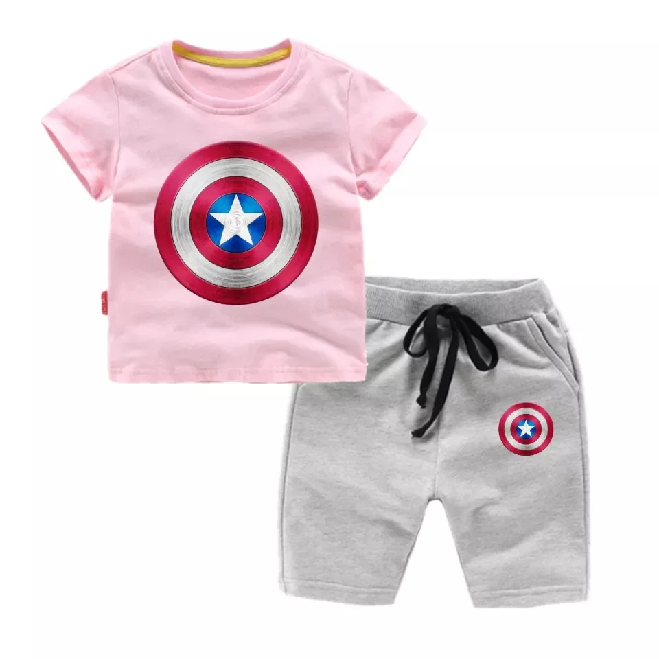 Комплекты одежды для мальчиков Marvel Avenger Captain America Детская футболка + штаны детские
