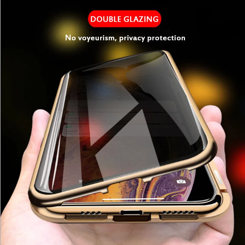 Защитное закаленное стекло + Магнитный чехол для телефона iPhone 7 8 Plus X XS MAX XR Fundas