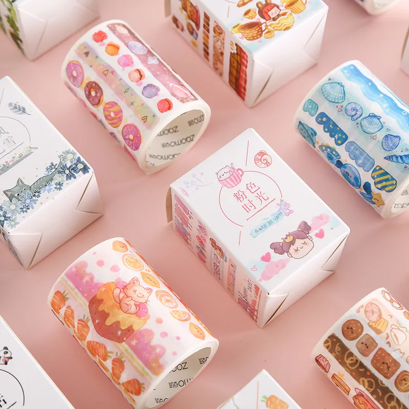 65 мм * 3 м фантазия зима лето панда еда растения листья васи лента сделай сам