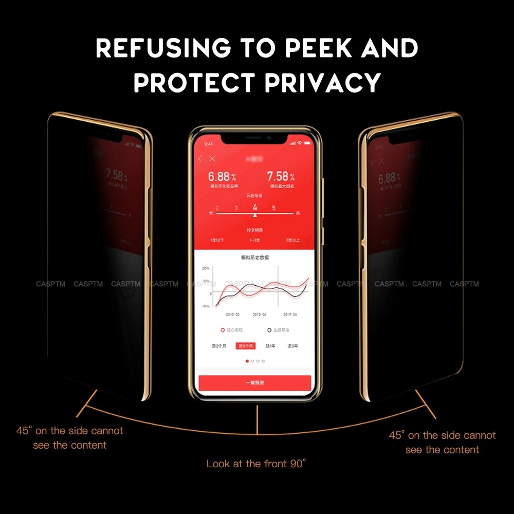 3D Privacy Black Screen Protector For iPhone 14 13 12 11 Pro Max X XS XR 6S 6 7 8 Plus Mini SE Anti-peeping Glass Protector Flim