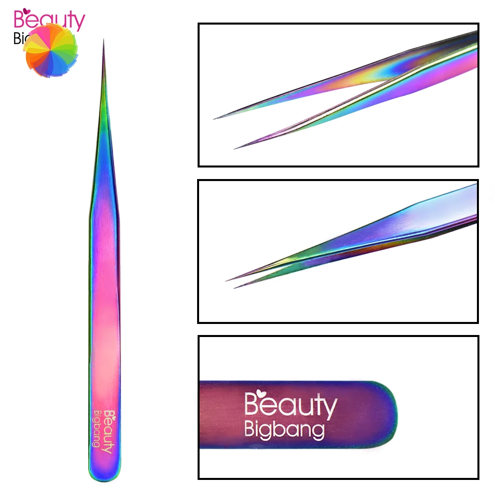 

1pcs BEAUTYBIGBANG Rainbow Nail Tweezer Repair Maintenance Eyelash Extension Tools Manicure Nail Art Tool